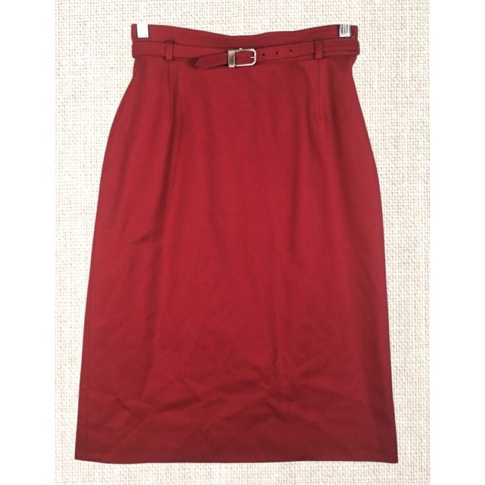 Miss Pendleton Women Classic Midi Straight Pencil Red Wine Skirt Size 10 26x28